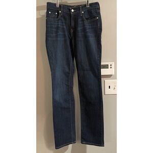 Levis 505 Jeans Straight Leg Dark Blue‎ Stretch Denim Trousers Womens SZ 31x33